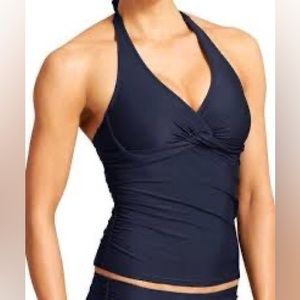 Athleta | Solid Navy Tara Halter Tankini 34 B/C